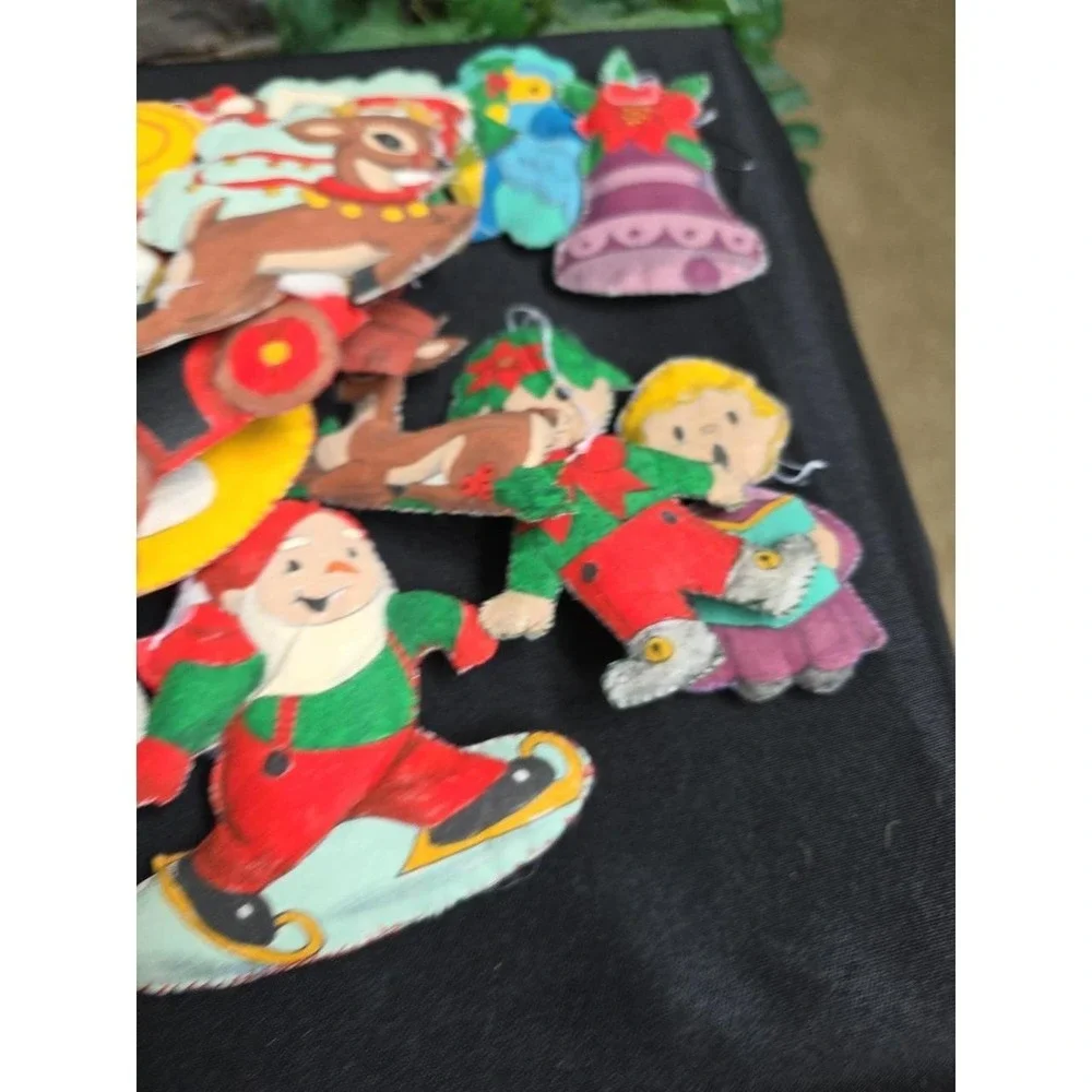 Vintage Lot of Handmade Felt Christmas Die Cuts Patches ornaments decals Craft